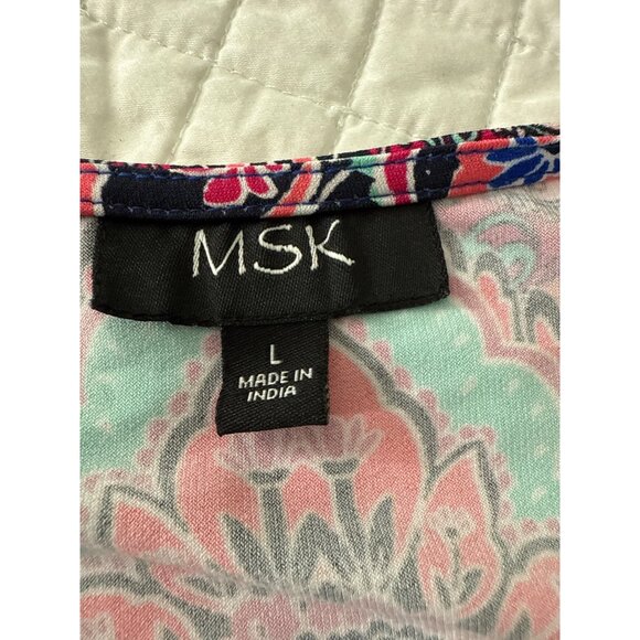 Paisley Print Cold Shoulder Dress Flowy Mandala Boho Midi Msk, Size L - Picture 5 of 9